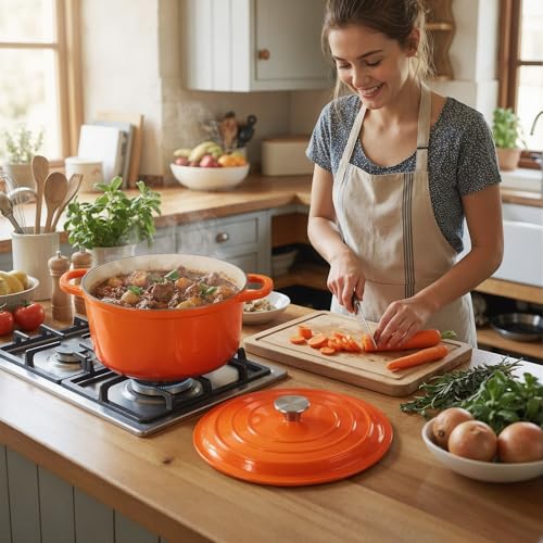 4.5 Quart Enameled Dutch Oven Pot with Lid (4.5 QT / Orange)