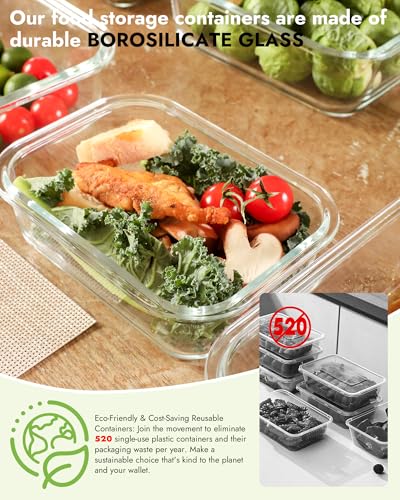 12 Pack Glass Containers with Tempered Lids (Tempered Lids Gray / 12 mixed sizes)
