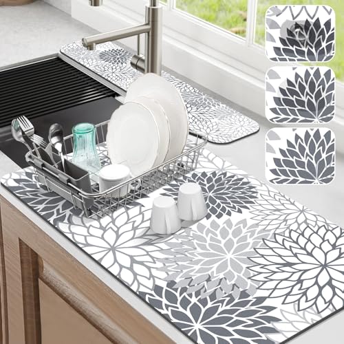 2PCS Dish Drying Mat and Sink Splash Guard