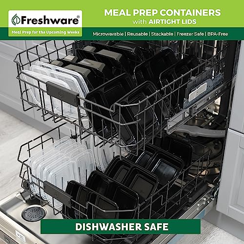 Meal Prep Containers [50 Pack] 2 Compartment with Lids