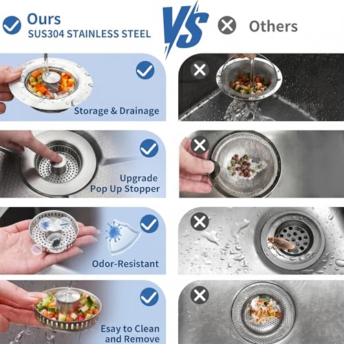 3in1 Kitchen Sink Drain Strainer & Sink Stopper