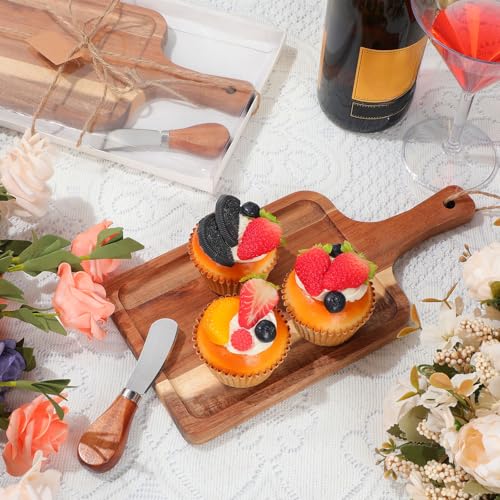 12 Set Acacia Wood Charcuterie Board with Knife (12 x 6 Inches)