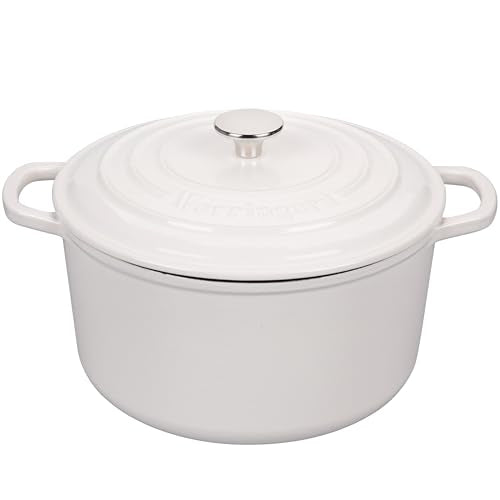 Enameled Cast Iron Dutch Oven Pot with Lid (6 QT / White)