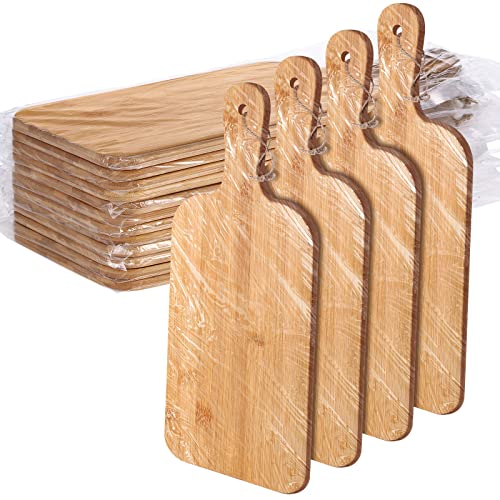 12 Packs Wooden Cutting Board Set with Handles 15 x 7 Inch Large Kitchen Serving Plain Chopping Board Bulk Gifts for Mom for Vegetables Meat Pizza Cheese Fruit Bread (15 x 7 Inch)