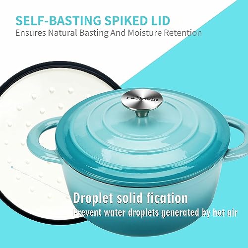 Enameled Cast Iron Dutch Oven (Teal / 5QT)