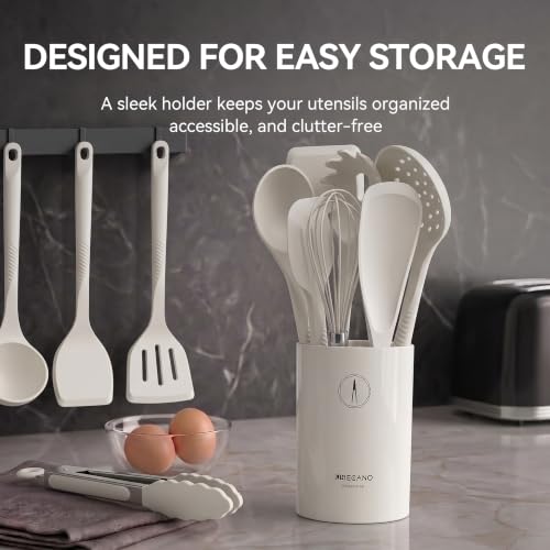 Silicone Cooking Utensils Set (Cream White)