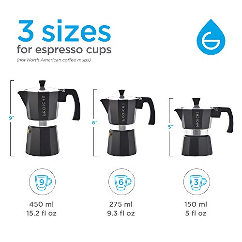 Milano Stovetop Espresso Maker Moka Pot 9 espresso Cup 15.2oz Black (9 espresso cups / Black)