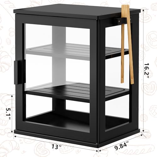 Bread Box for Kitchen Countertop (Black / Medium)