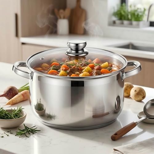 Stockpots with Lid Stainless Steel Cookware 10 Quart