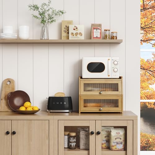 Large Bread Box for Kitchen Countertop (Bamboo)