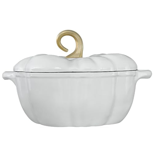 Pumpkin Cast Iron Dutch Oven (White / 3.8 qt)