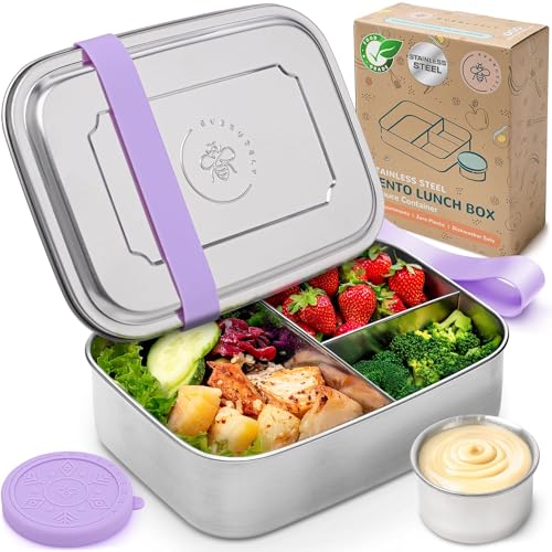 Bento Box Stainless Steel Lunch Box with Leakproof Condiment Container
