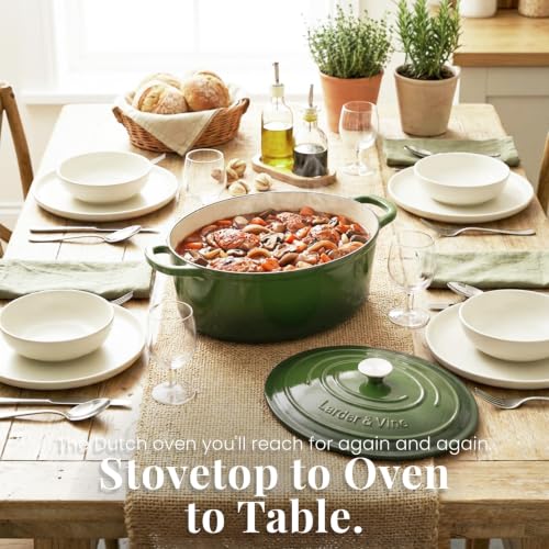8 qt Oval Enameled Cast Iron Dutch Oven Pot (Okra / 8 QT)