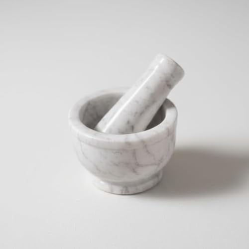 Marble Granite Mortar and Pestle Set (Kundi White Marble / 3 Inch)