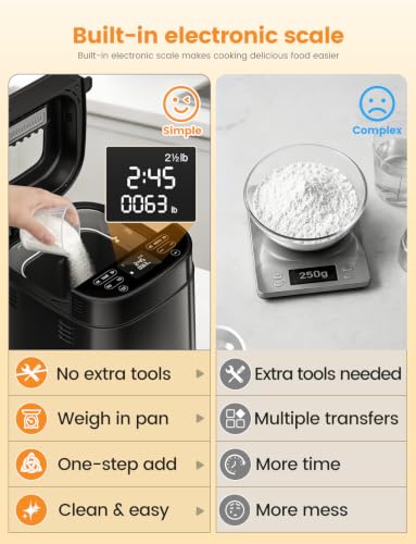 25-in-1 2.5LB Bread Maker with Built-in Electronic Scale (Jet Black)