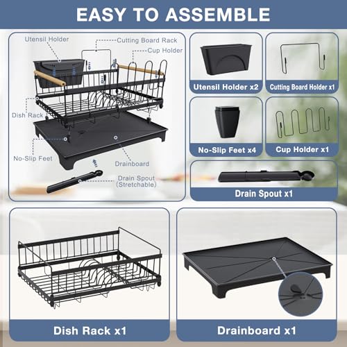 Dish Rack Large Capacity Dish Drying Rack for Kitchen Counter Anti