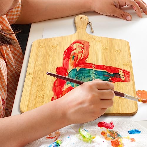 12 Packs 17 x 13 Inch Wooden Bamboo Cutting Board Set with Handles Large Kitchen Serving Plain Chopping Board Bulk Gifts for Mom for Vegetables Meat Pizza Cheese Fruit Bread (17 x 13 Inch)