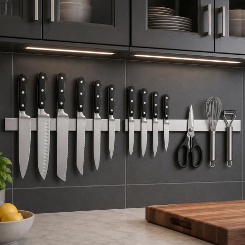 2 Pack 16 Inch Magnetic Knife Strips (16 Inch / Silver 2 Pack)