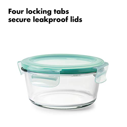 Good Grips 8 Piece Smart Seal Airtight Glass Round Container Set (Teal / 8 Piece Round Glass Set)