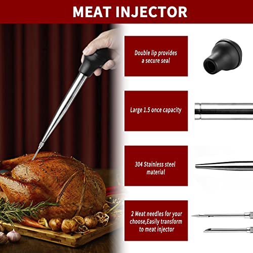 Turkey Baster Baster Syringe for Cooking Meat Injector Set with 2 Marinade Needles 1 Basting Brush1 Cleaning Brush for Home Baking Kitchen Tool