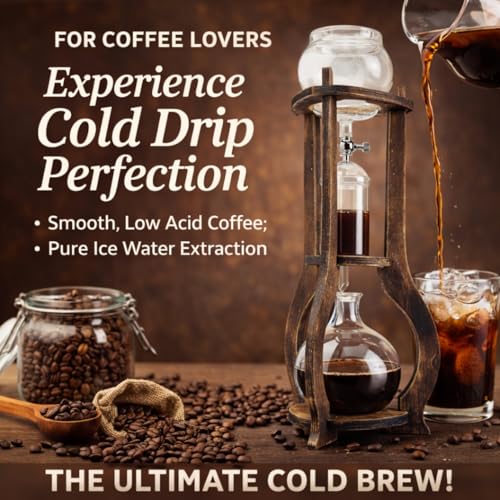 Iced Coffee Cold Brew Drip Tower Coffee Maker Wooden