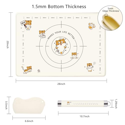 Silicone Baking Pastry Mat with Rolling Pin
