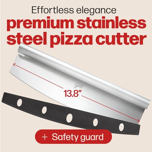 Pizza Cutter Rocker Blade By Hans Grill 14" Large Pizza Slicer Sharp