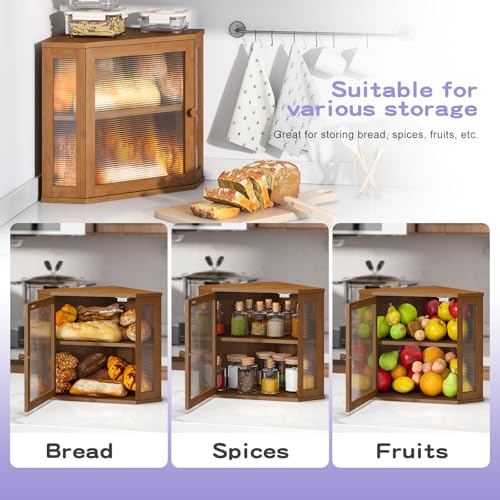 Corner Bread box for Kitchen Countertop (Brown / Meduim)