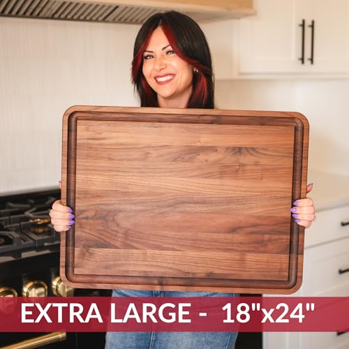 Made in USA Extra Large Walnut Wood Cutting Board (18"L x 24"W)