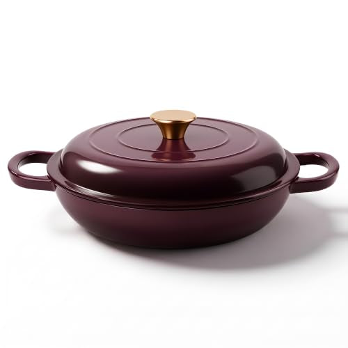 Dutch Oven Enameled Cast Iron with Lid (Fig / 3 QT（Shallow Pot）)