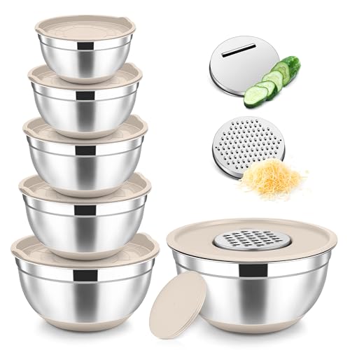 Mixing Bowls Stainless Steel Salad Bowl with Lid & Graters