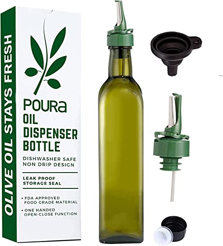 Vinegar and Olive Oil Bottle Drizzler Set with Unique ClickSeal Pour Spouts