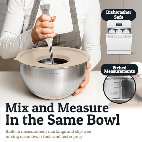 28pc Stainless Steel Mixing Bowls with Lids Set (Utensils - Khaki)