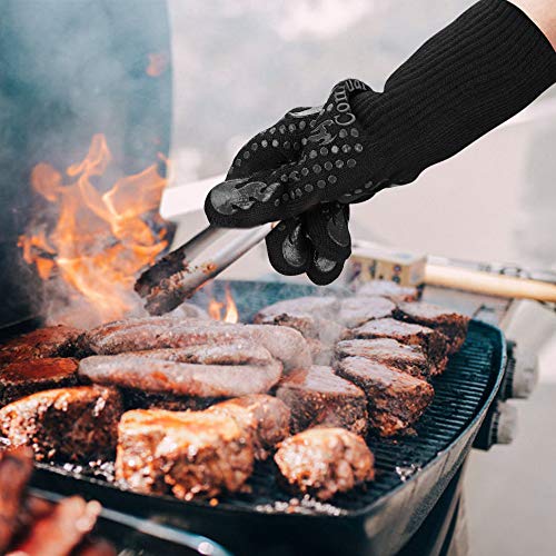 BBQ Gloves 1472°F Heat Resistant Grilling Gloves Silicone Non