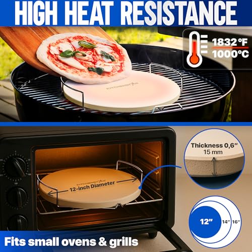 Pizza Stone for Oven and Grill with Handles