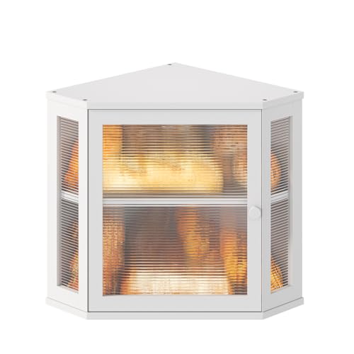 Corner Bread box for Kitchen Countertop (White / Meduim)