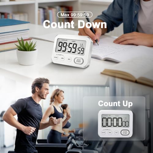 Digital Kitchen Timer Magnetic Loud Alarm (Silvery)