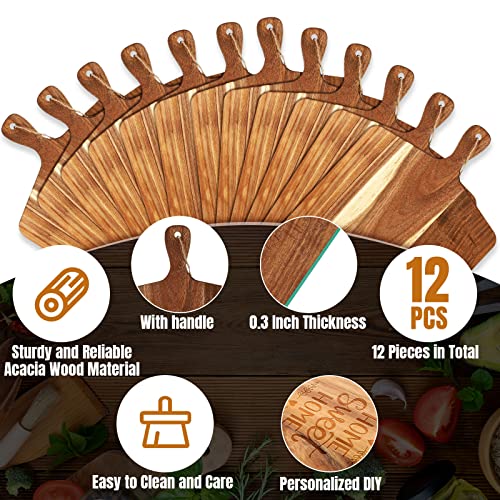 12 Packs Wooden Cutting Board Set with Handles Large Kitchen Serving Plain Chopping Board Bulk Gifts for Mom for Vegetables Meat Pizza Cheese Fruit Bread (17 x 13 Inch)