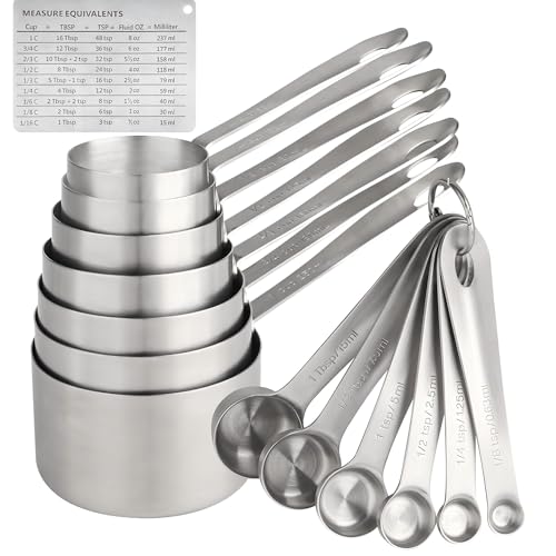 Measuring Cups and Spoons Set 16 (A: 7cups+6spoons / Siliver)