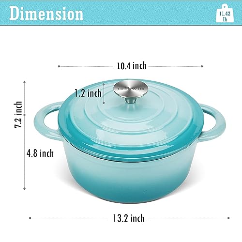 Enameled Cast Iron Dutch Oven (Teal / 5QT)