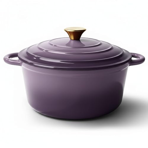 Vintage Style 4.5 Quart Dutch Oven Pot with Lid (Purple / 4.5 QT Round)