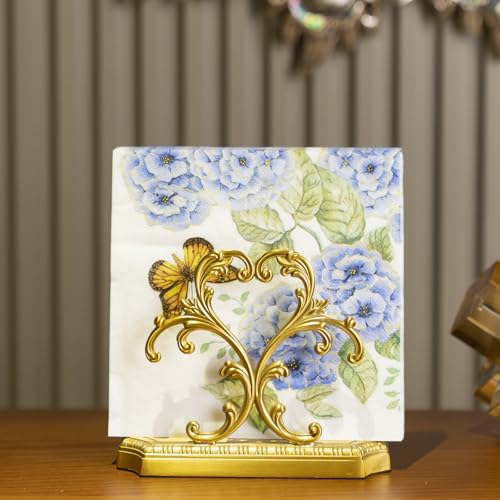 Brass Napkin Holder+50PCS Christmas Napkins Disposable