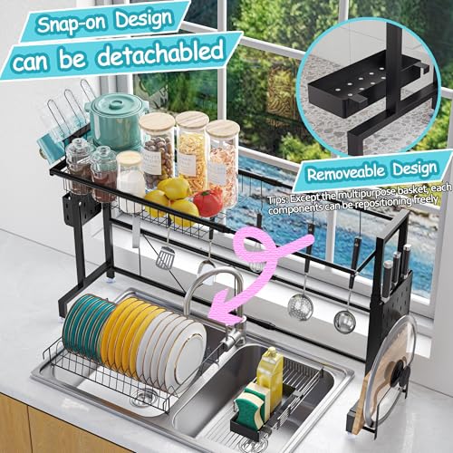 Over the Sink Dish Drying Drainer Rack (Black / 1-Tier Low Profile — Black)