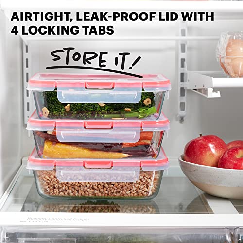 Freshlock (3-Pack, 6 Cup) Glass Food Storage Containers Set (3 Pack (6-Cup))