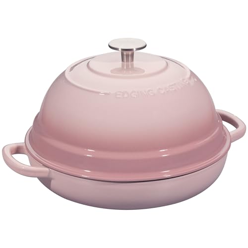 Enameled Cast Iron Dutch Oven Pot with Lid (Pink)
