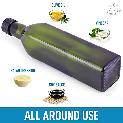 2 pack 17oz Olive Oil Dispenser Bottle For Kitchen (2-Pack / Clear & Green)