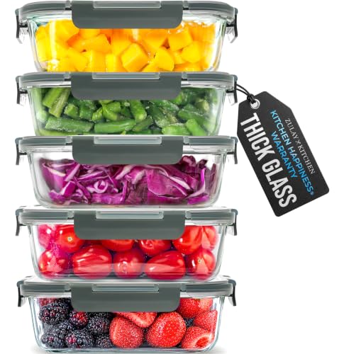 5 Piece Large 36oz Glass Storage Container Sets with Lids