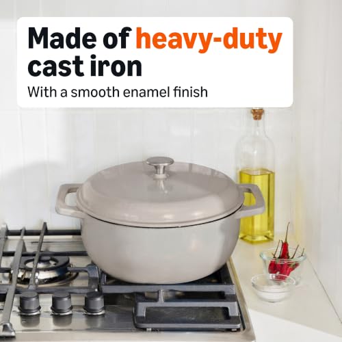 Enameled Cast Iron Dutch Oven Pot With Lid (6.0 Qt / Linen Gray)