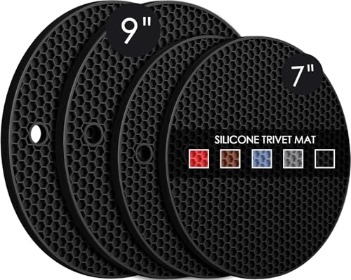 Silicone Trivet Mats Microwave Mat Pot Holders for Hot Pan and Pot Pads. Heat Resistant Counter Mats for Tables