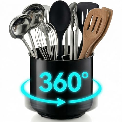 Jumbo Plastic Rotating Extra Large Utensil Holder Crock with No